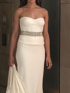 Beaded Ivory Bridal Sash Belt with Ribbon Tie